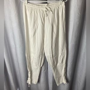 Men's White Joggers with Adjustable Hem